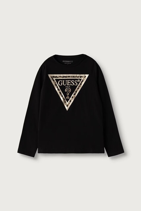 Guess Longsleeve dziecięcy bawełniany czarny J6BI02 K5771