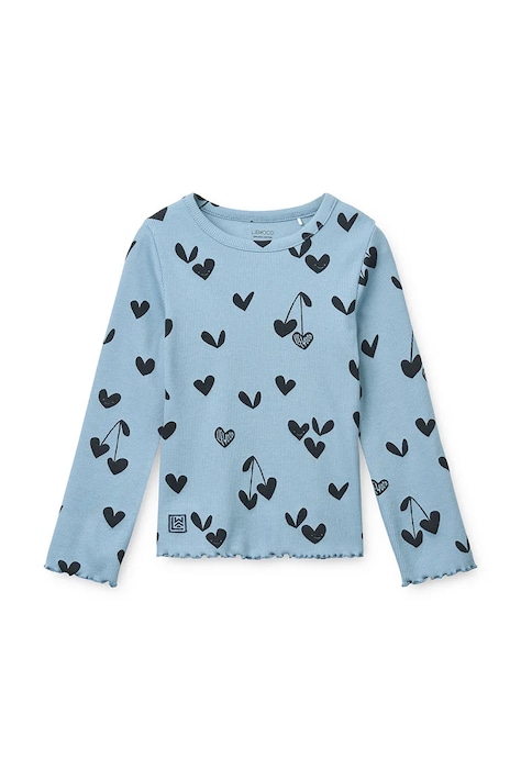 Liewood Longsleeve dziecięcy bawełniany z elastanem Nieve Printed Longsleeve Rib T-shirt niebieski LW20679