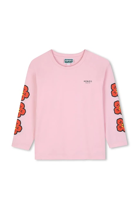 Kenzo Kids Majica z dolgimi rokavi otroška bombažna roza K62018