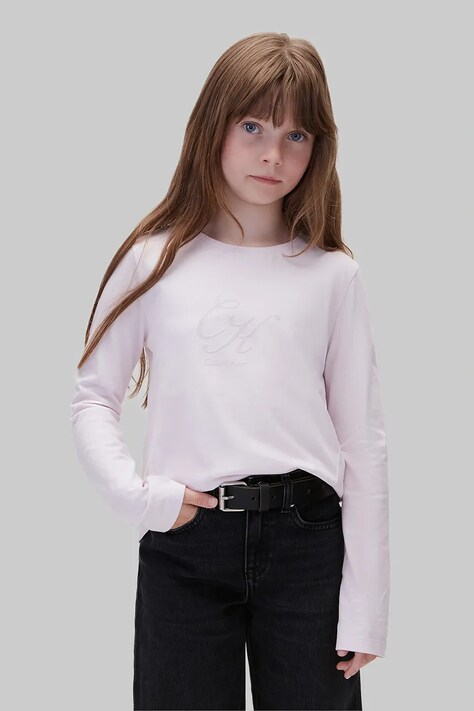 Calvin Klein Jeans Longsleeve dziecięcy bawełniany fioletowy LVCKFJA15G