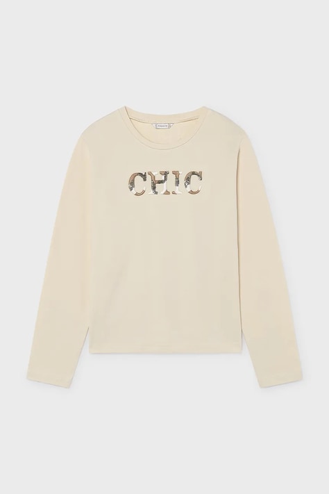 Mayoral longsleeve dziecięcy bawełniany z elastanem beżowy 7058