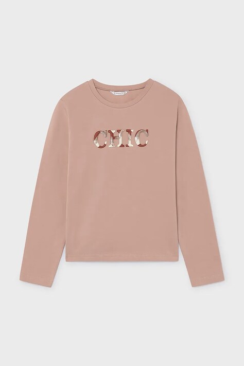 Mayoral longsleeve dziecięcy bawełniany z elastanem różowy 7058