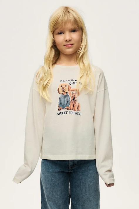 Mayoral longsleeve dziecięcy bawełniany beżowy 7001
