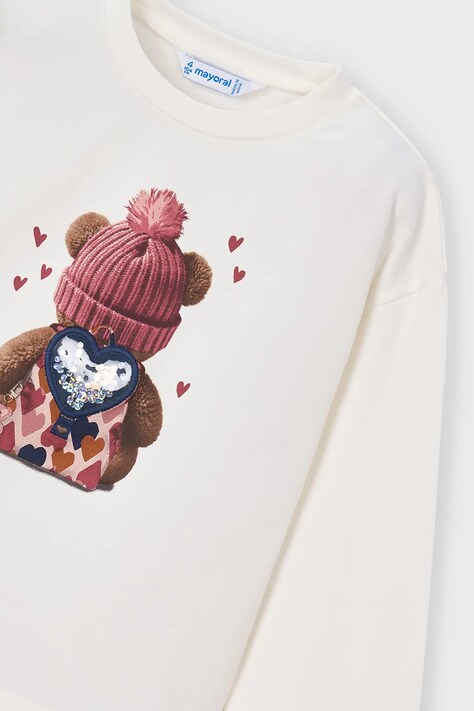 Mayoral Longsleeve dziecięcy z bawełną beżowy 4027