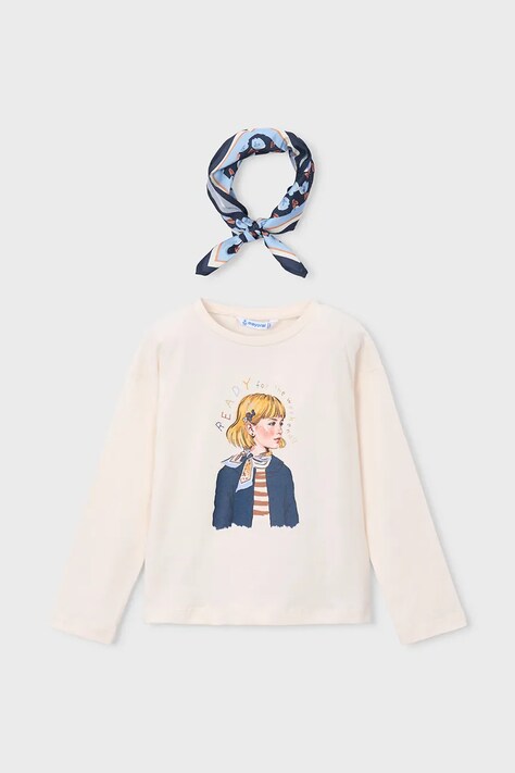 Mayoral longsleeve dziecięcy bawełniany beżowy 4002
