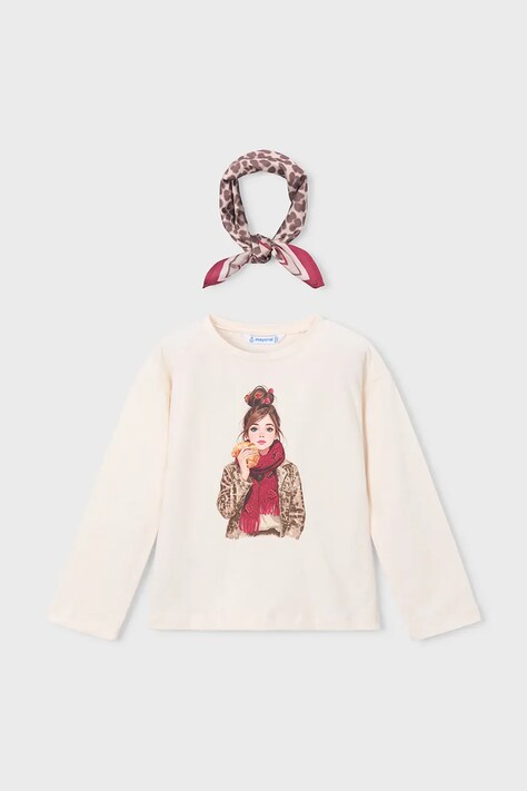 Mayoral Longsleeve dziecięcy bawełniany beżowy 4002