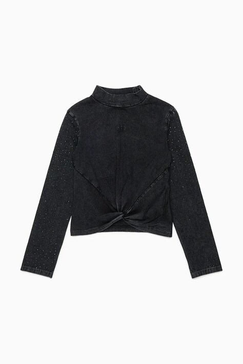 Diesel Tričko s dlhým rukávom detské TKNOT T-SHIRT čierne J03011