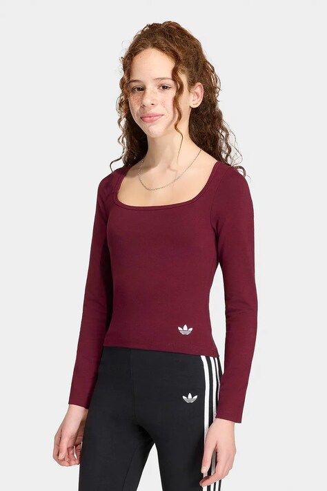 adidas Originals Longsleeve dziecięcy bawełniany z elastanem bordowy KR0895