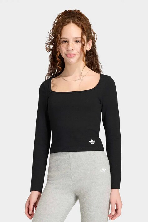 adidas Originals Longsleeve dziecięcy bawełniany z elastanem czarny KR0893