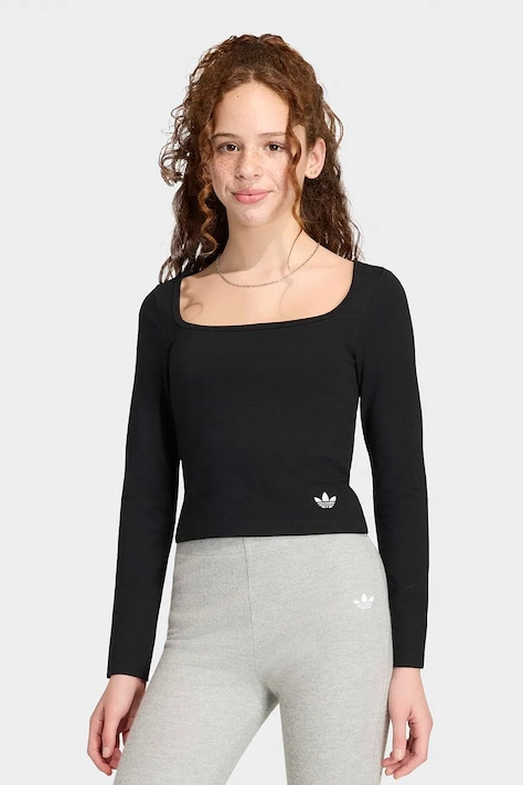 adidas Originals Longsleeve dziecięcy bawełniany z elastanem czarny KR0893