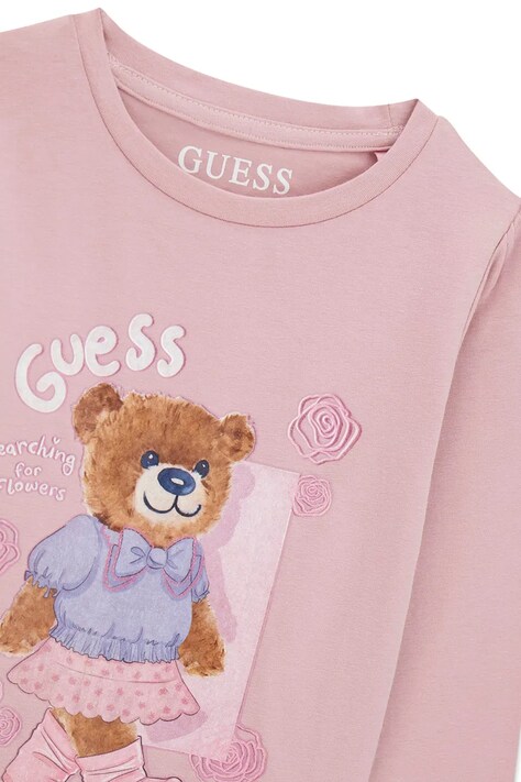 Guess longsleeve pentru copii, din bumbac cu elastan roz K6YI11 K3676