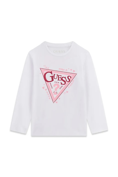 Guess hosszúujjú gyerek pamut elasztánnal fehér K6YI02 K3663