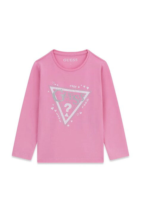 Guess longsleeve dziecięcy bawełniany z elastanem różowy K6YI02 K3663