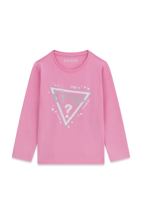 Guess longsleeve dziecięcy bawełniany z elastanem różowy K6YI02 K3663