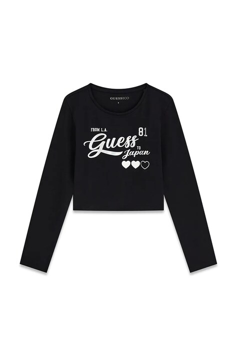 Guess longsleeve dziecięcy z bawełną czarny J6YI35 K3774