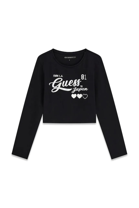 Guess longsleeve dziecięcy z bawełną czarny J6YI35 K3774