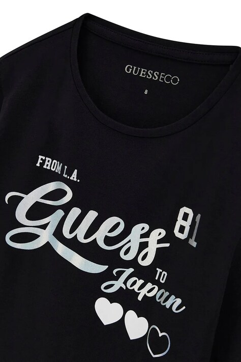Guess лонгслів дитячий з бавовною — AW26-BUGZZO, чорний — фото 3