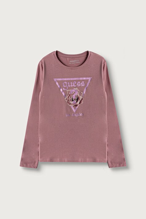 Guess Longsleeve dziecięcy bawełniany z elastanem różowy J6YI33 K3771