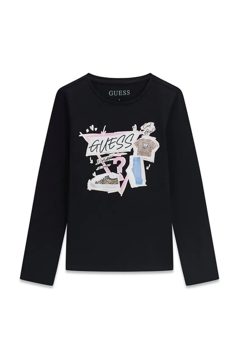 Guess longsleeve dziecięcy bawełniany z elastanem czarny J6YI01 K3664