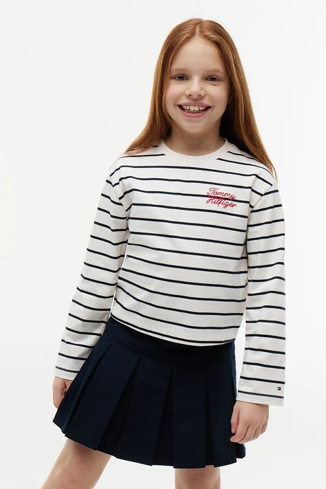 Tommy Hilfiger longsleeve dziecięcy bawełniany biały KG0KG09455
