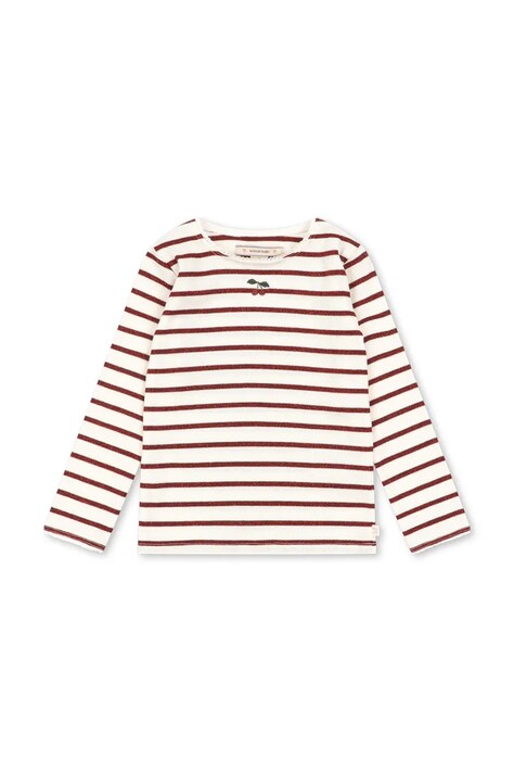 Konges Sløjd Longsleeve dziecięcy z bawełną ROLI STRIPE BLOUSE OCS beżowy KS107607