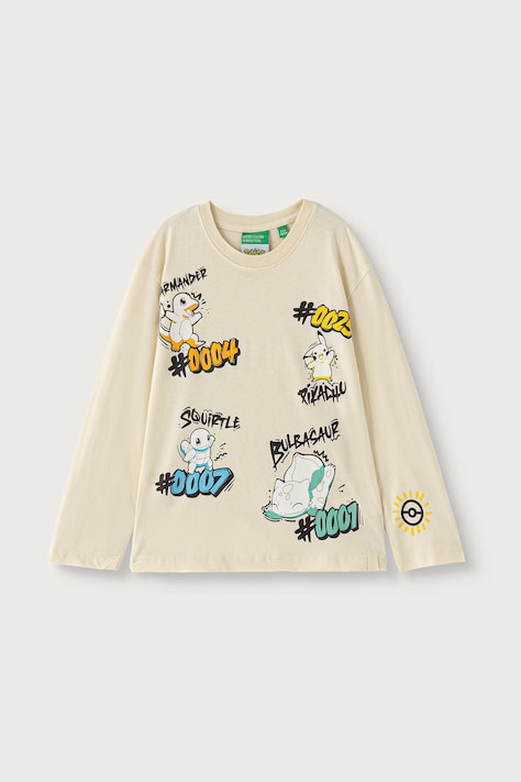 United Colors of Benetton Longsleeve dziecięcy bawełniany beżowy 3XUGG10NT