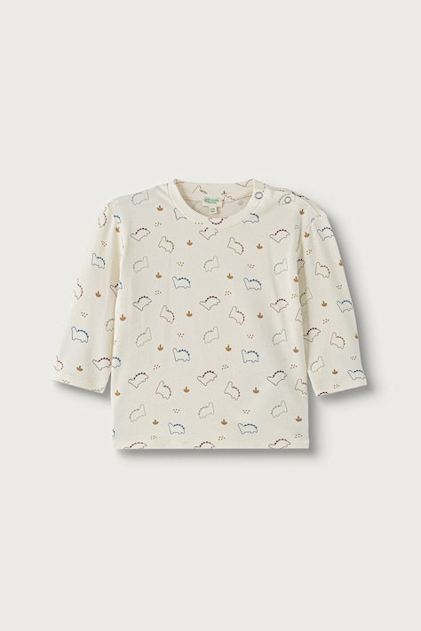 United Colors of Benetton Longsleeve niemowlęcy bawełniany z elastanem beżowy 386YA107N