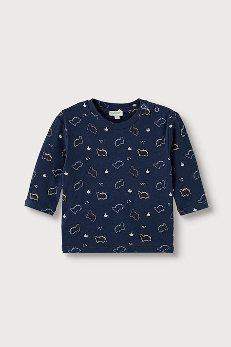 United Colors of Benetton Longsleeve niemowlęcy bawełniany z elastanem granatowy 386YA107N
