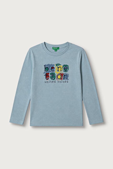 United Colors of Benetton Longsleeve damski bawełniany turkusowy 3ATNG10NK