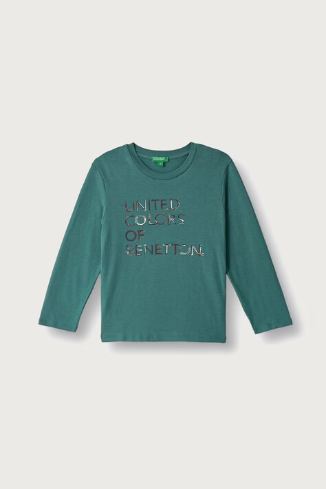 United Colors of Benetton Hosszúujjú női pamut türkiz 3ATNG10NK