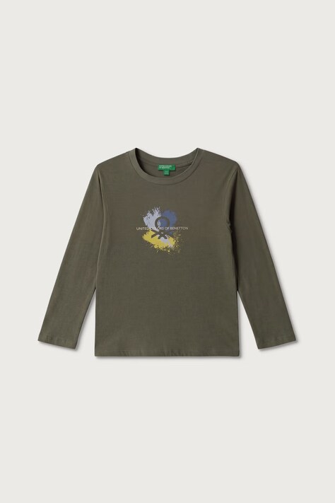 United Colors of Benetton Tričko s dlouhým rukávem dámské bavlněné zelené 3ATNG10NK
