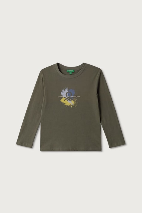 United Colors of Benetton Tričko s dlouhým rukávem dámské bavlněné zelené 3ATNG10NK