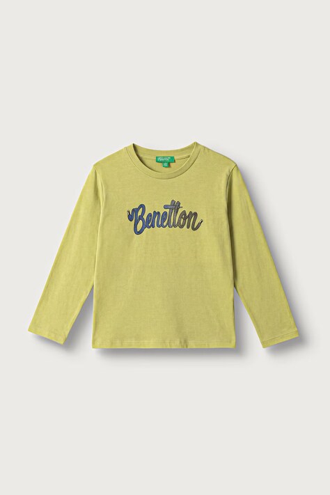United Colors of Benetton Majica dugih rukava za žene od pamuka zelena 3ATNG10NK