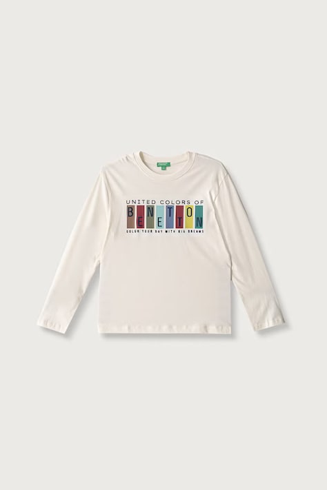 United Colors of Benetton Longsleeve dziecięcy bawełniany beżowy 3ATNC10UD
