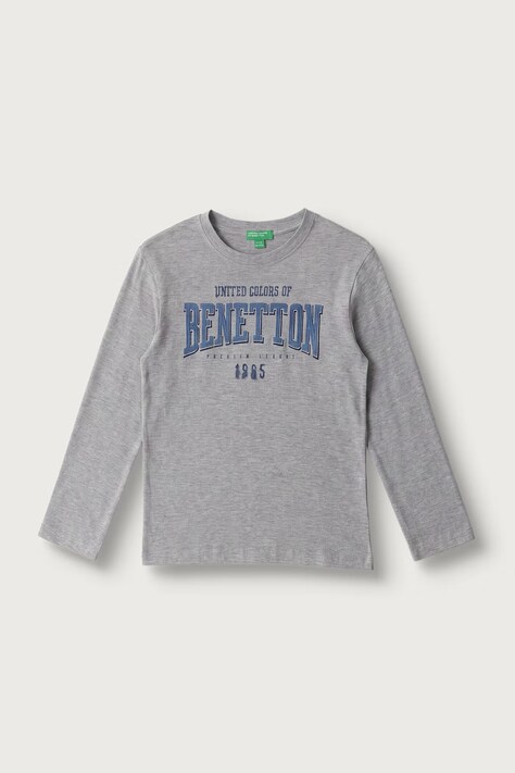 United Colors of Benetton Tričko s dlhým rukávom detské bavlnené sivé 3ATNC10UD