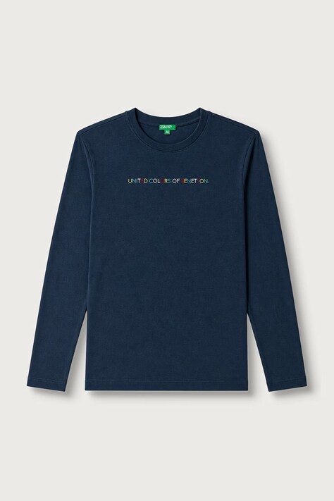 United Colors of Benetton Longsleeve dziecięcy bawełniany granatowy 3ATNC10UD