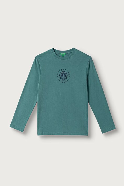 United Colors of Benetton Maglietta a maniche lunghe per bambini in cotone turchese 3ATNC10UD