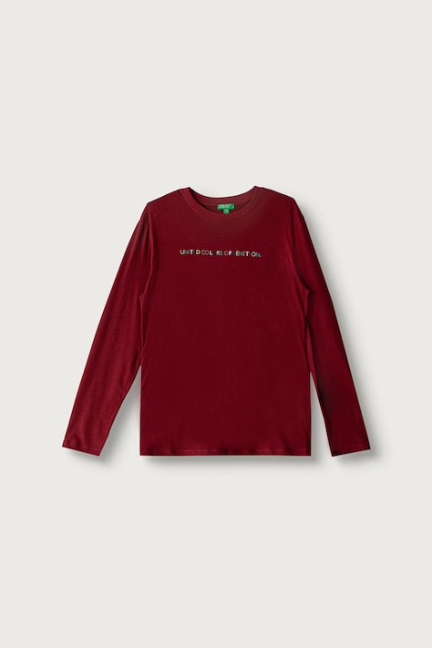 United Colors of Benetton Longsleeve dziecięcy bawełniany bordowy 3ATNC10UD