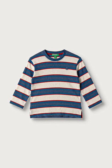 United Colors of Benetton Maglietta a maniche lunghe per bambini in cotone blu navy 35NUG10NO