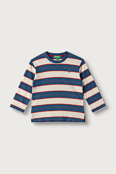 United Colors of Benetton Maglietta a maniche lunghe per bambini in cotone blu navy 35NUG10NO