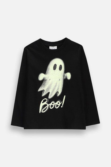 Coccodrillo Longsleeve dziecięcy bawełniany czarny EVERYDAY UNISEX A