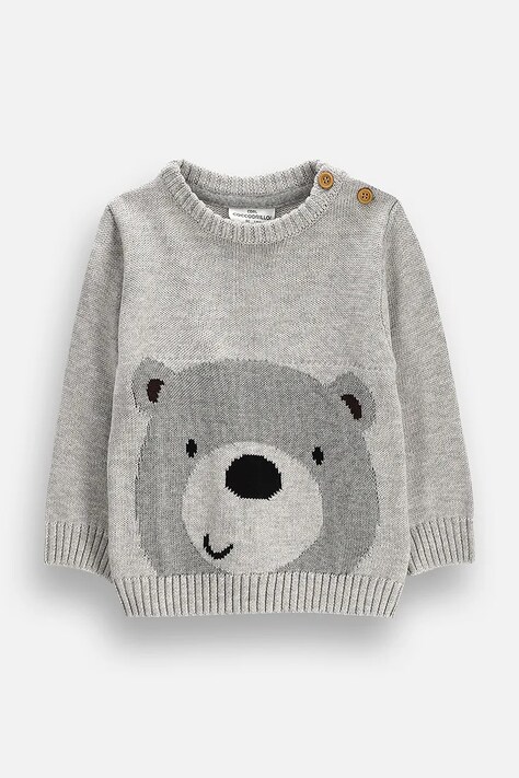Coccodrillo Sweter dziecięcy z bawełną szary FRIENDS FOREVER BOY NEWBORN