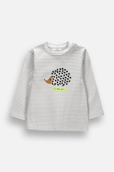 Coccodrillo tričko s dlouhým rukávem dětské bavlněné s elastanem šedé FRIENDS FOREVER BOY NEWBORN