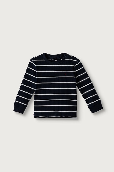 Tommy Hilfiger Longsleeve niemowlęcy bawełniany z elastanem granatowy KN0KN02333