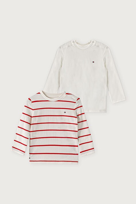 Tommy Hilfiger tričko s dlouhým rukávem kojenecké bavlněné s elastanem 2-pack růžové KN0KN02319