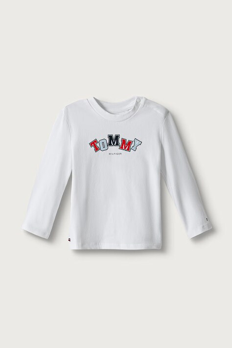 Tommy Hilfiger Longsleeve dziecięcy bawełniany z elastanem biały KN0KN02330