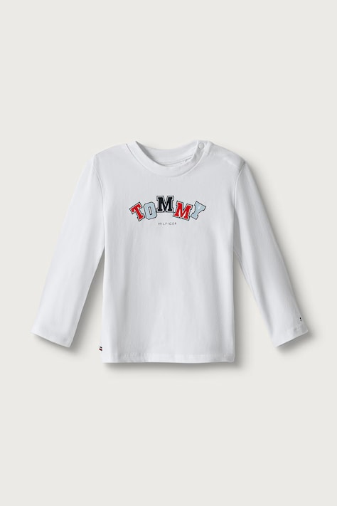 Tommy Hilfiger Longsleeve pentru copii din bumbac cu elastan alb KN0KN02330