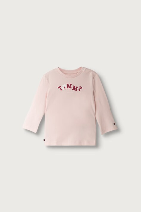 Tommy Hilfiger Longsleeve dziecięcy bawełniany z elastanem różowy KN0KN02330