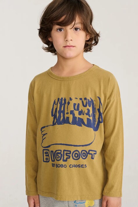 Bobo Choses a maniche lunghe per bambini in cotone Bigfoot giallo B226AC011