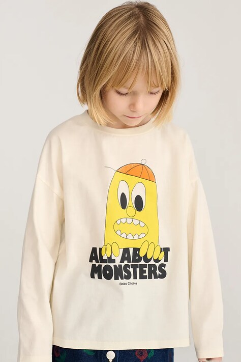 Bobo Choses a maniche lunghe per bambini in cotone Bigtooth Lemon beige B226AC007